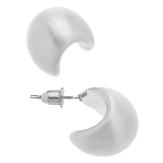 Puff hoop earrings- silver