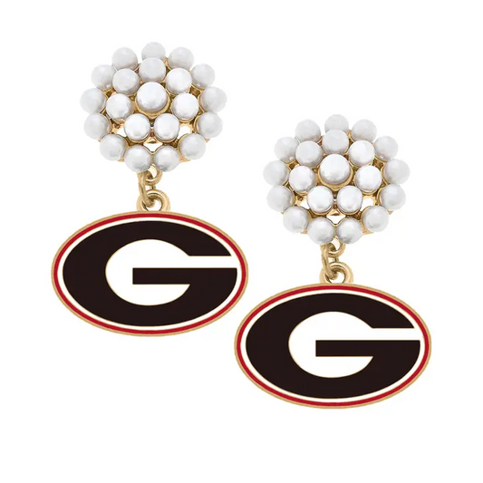 Georgia Bulldogs pearl cluster earrings